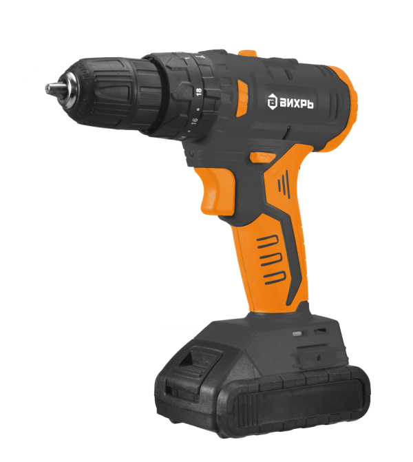 Дрель-шуруповерт аккумуляторная ДА-18Л-2КУ/Б (2,0 А/ч) (бесщеточный двигатель) Вихрь